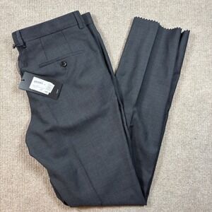 Hugo Boss Gray Slim Fit Virgin Wool Trousers Men's Size 34R NWT (Unhemmed)